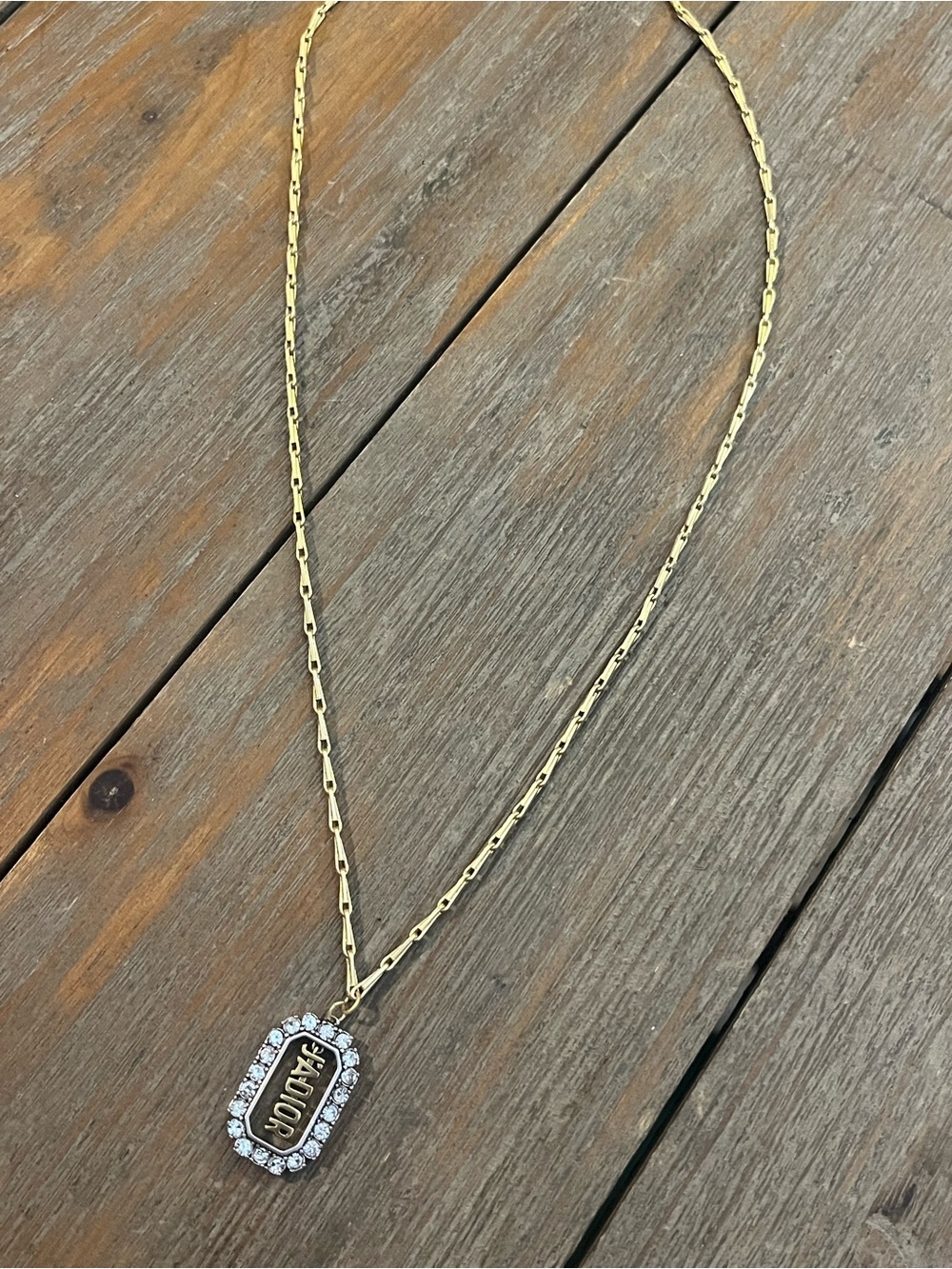 Two Tone Crystal 'J'Adior' Pendant Necklace - Picture 3 of 8